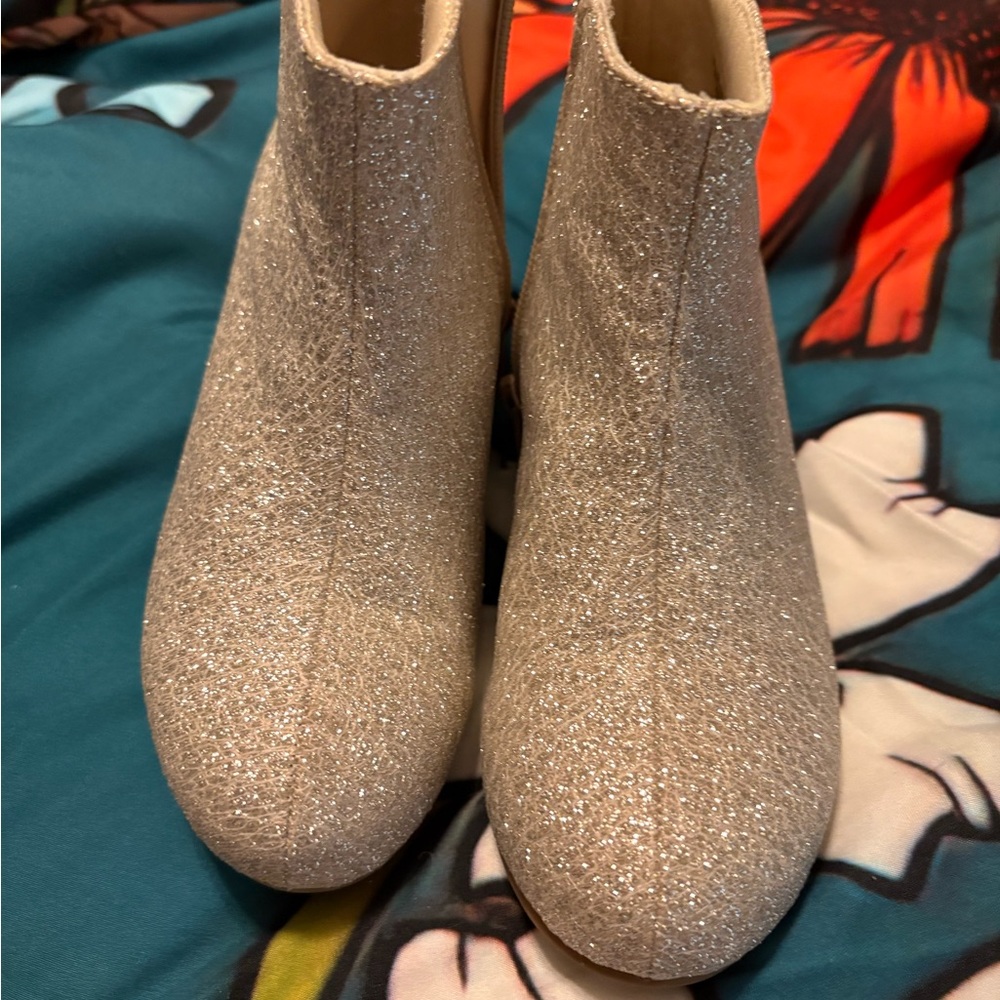 Glitter Ankle Booties - Girls Sparkle Silver